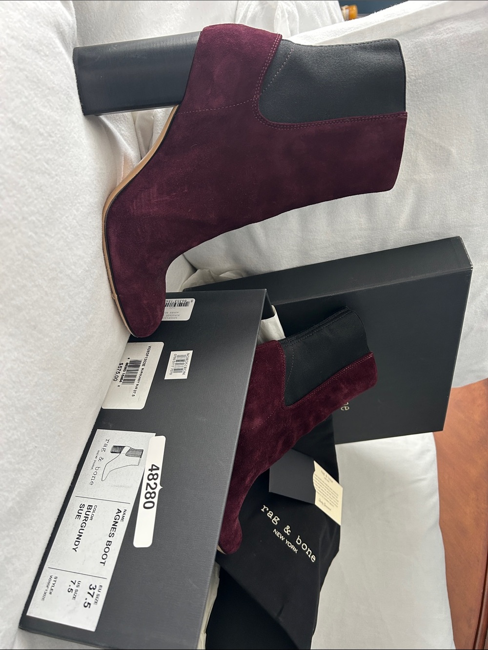 Burgundy Suede Ankle Boots